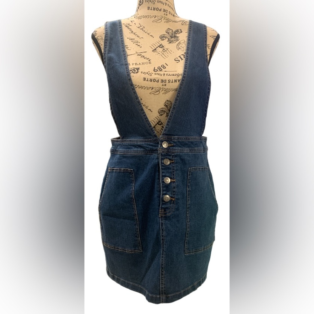 NWT Tinseltown Denim Skirt Overall Mini Dress - Picture 3 of 7